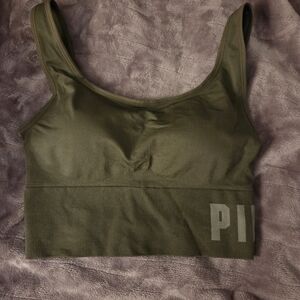 PINK Victoria's Secret Olive Green Seamless Scoop Sports Bra